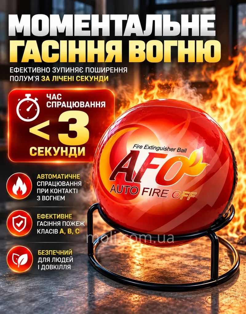 Моментальне гасіння вогню менш ніж за 3 секунди